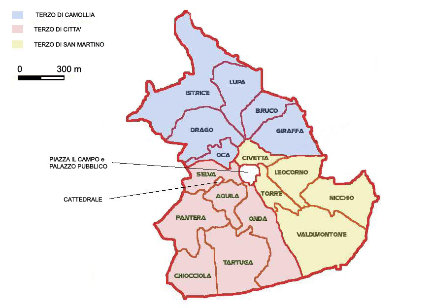 Mappa Contrade Siena